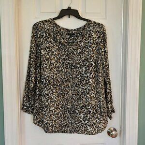 TALBOTS SIZE 1X WOMAN PULL OVER BLOUSE-EARTH TONES-MULTI COLORED
